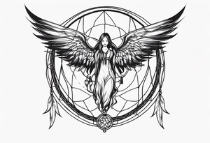 dreamcatcher devilish angel tattoo idea