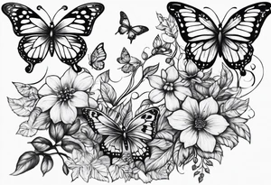 nature vines and butterflies tattoo idea