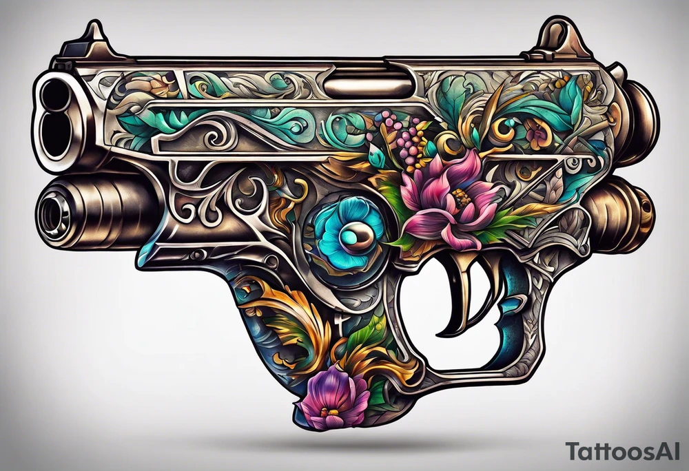 The letters AR with a pistol on each side tattoo idea