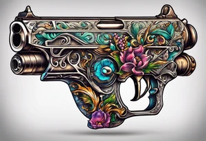 The letters AR with a pistol on each side tattoo idea