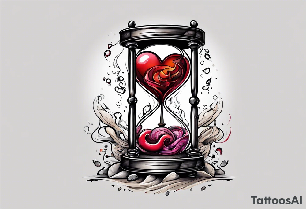 Confusion chaos heart in a sand timer tattoo idea