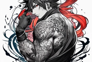 A male black anime character tattoo idea