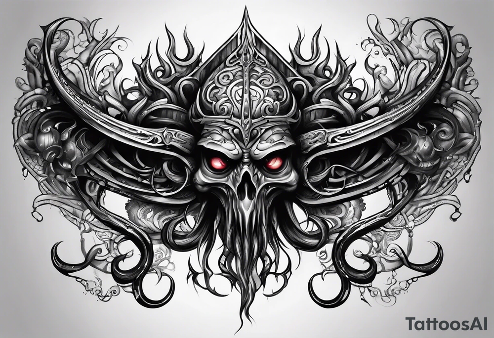 Chtulhu horizontal tattoo idea