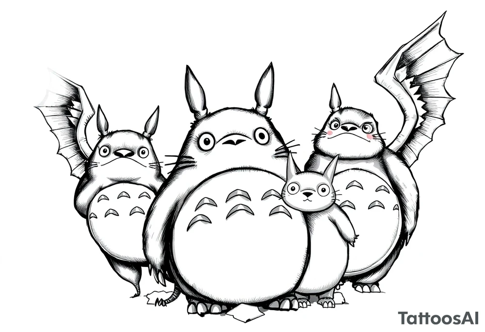 totoro and his friends tattoo idea
