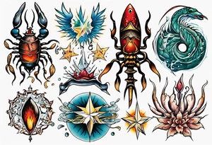 sternzeichen krebs und wasser bund tattoo idea