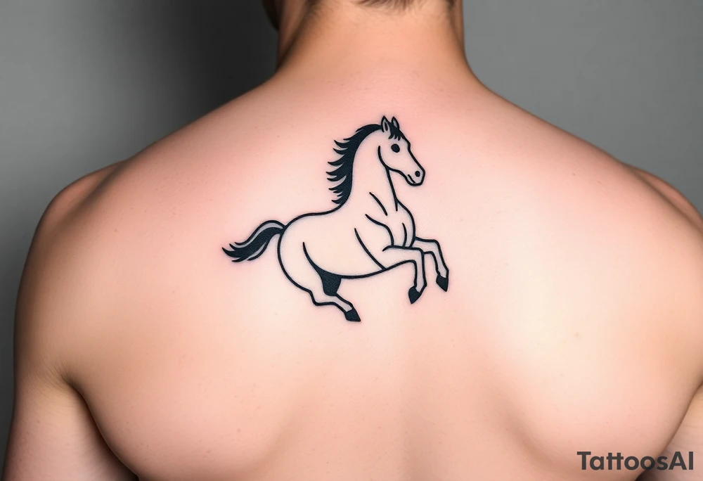 horse silhouette galloping towards us tattoo idea