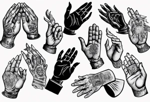 Hands of a praying man with money tattoo idea