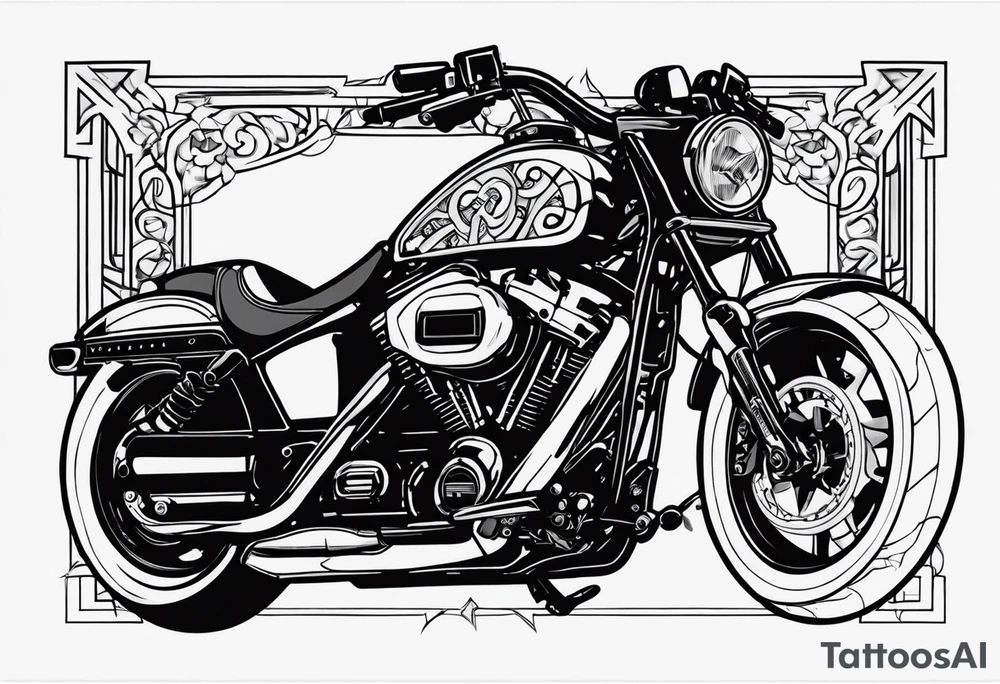 Harley with apehangers tattoo idea