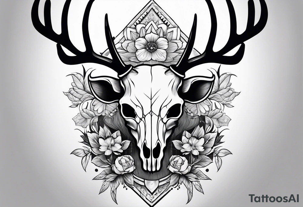 A human with a deer skull head tattoo idea