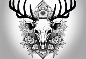 A human with a deer skull head tattoo idea