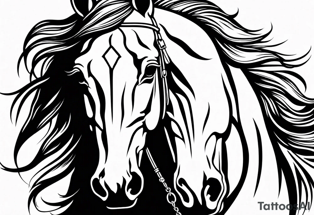 Horse portrait no shading tattoo idea