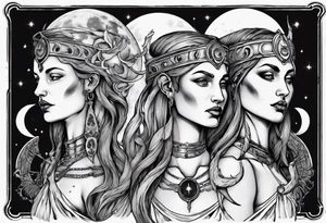 The High Priestesses. Hecate, Artemis and Selene in One. Representing Magic, Intuition and The Moon. tattoo idea