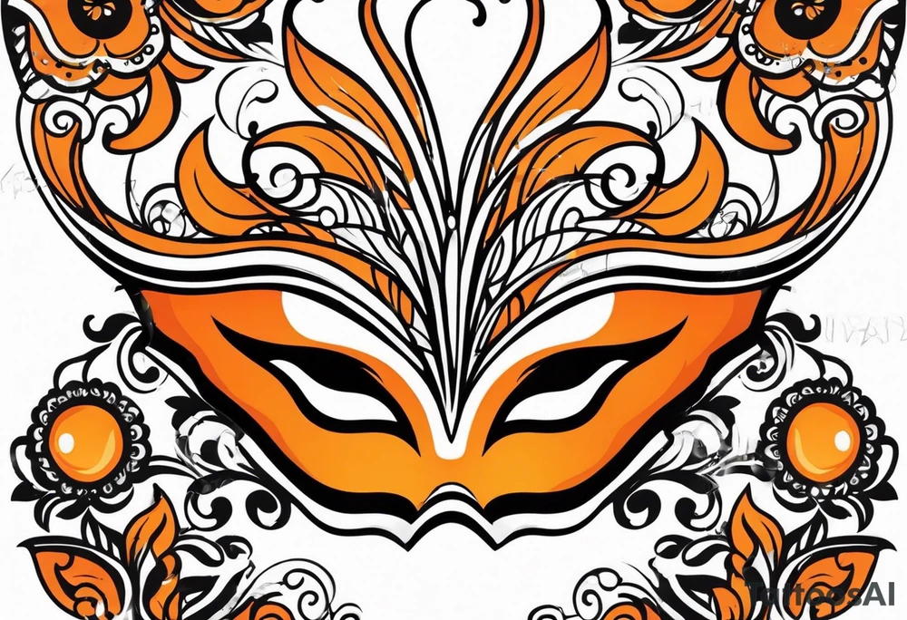 Masquerade mask that is orange and black simple tattoo idea