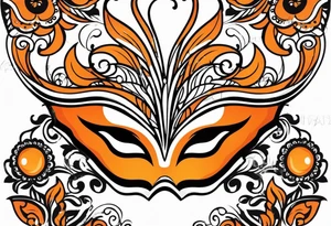 Masquerade mask that is orange and black simple tattoo idea