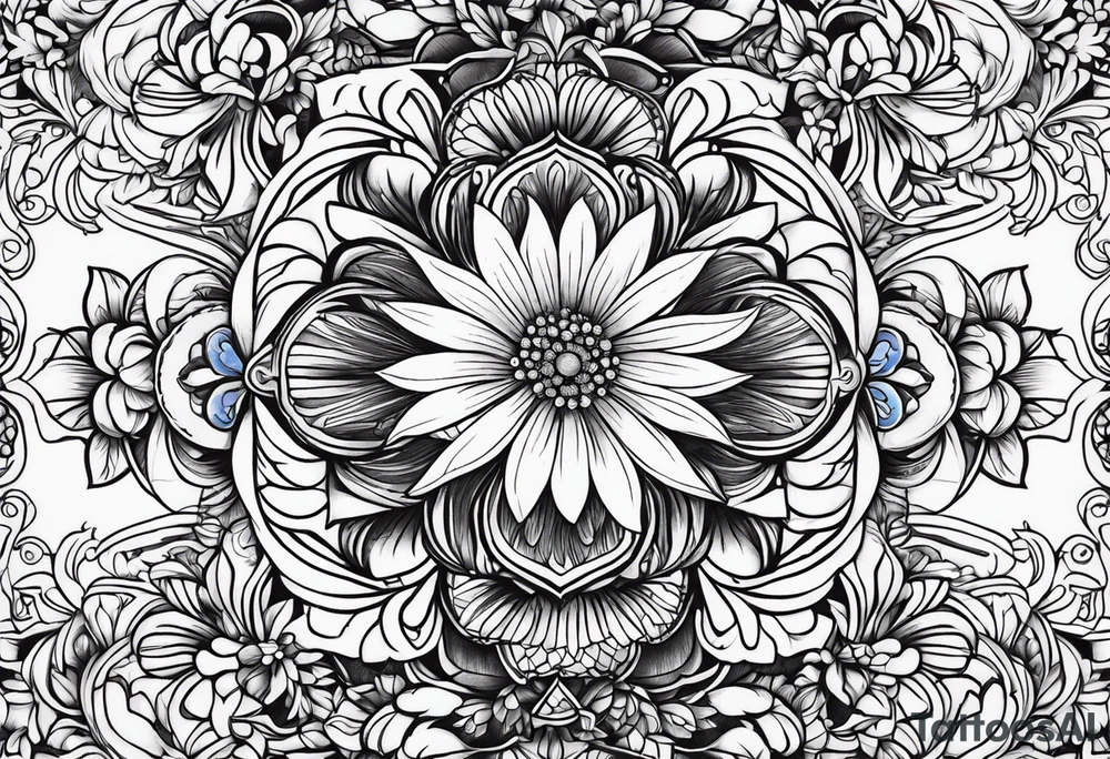 ornaments of flowers tattoo idea