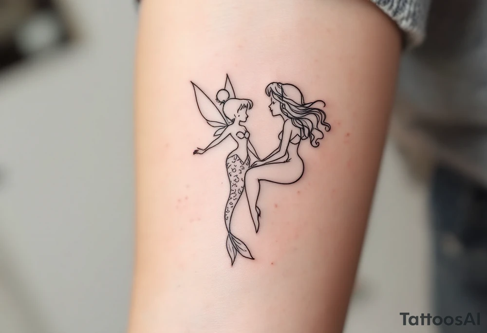 tinkerbell and the little mermaid tattoo idea