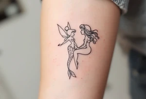 tinkerbell and the little mermaid tattoo idea