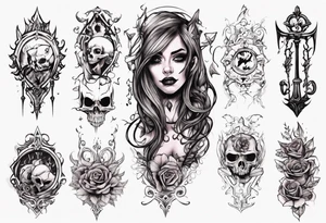 Female forearm, daughter, son, not Gothic tattoo idea