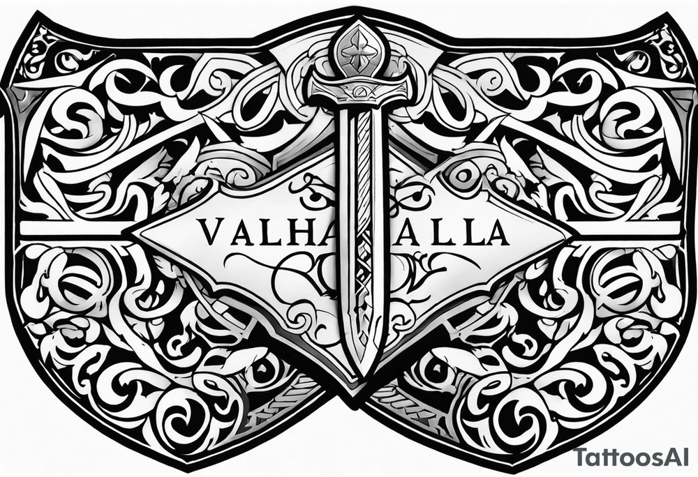 Valhalla shield fire sword tattoo idea