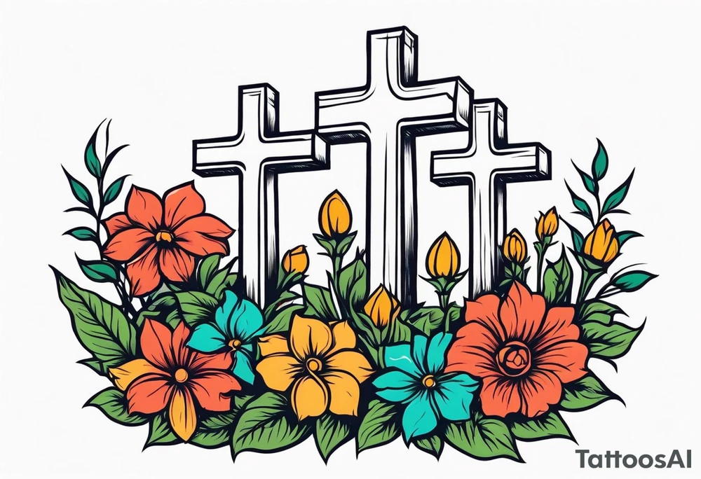 three crosses on hill


vintage flowers
old school vintage simple traditional design 



bold color simple tattoo idea