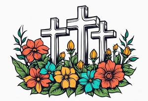 three crosses on hill


vintage flowers
old school vintage simple traditional design 



bold color simple tattoo idea