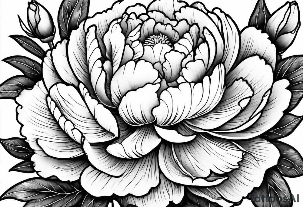 Praying in a peony garden tattoo idea
