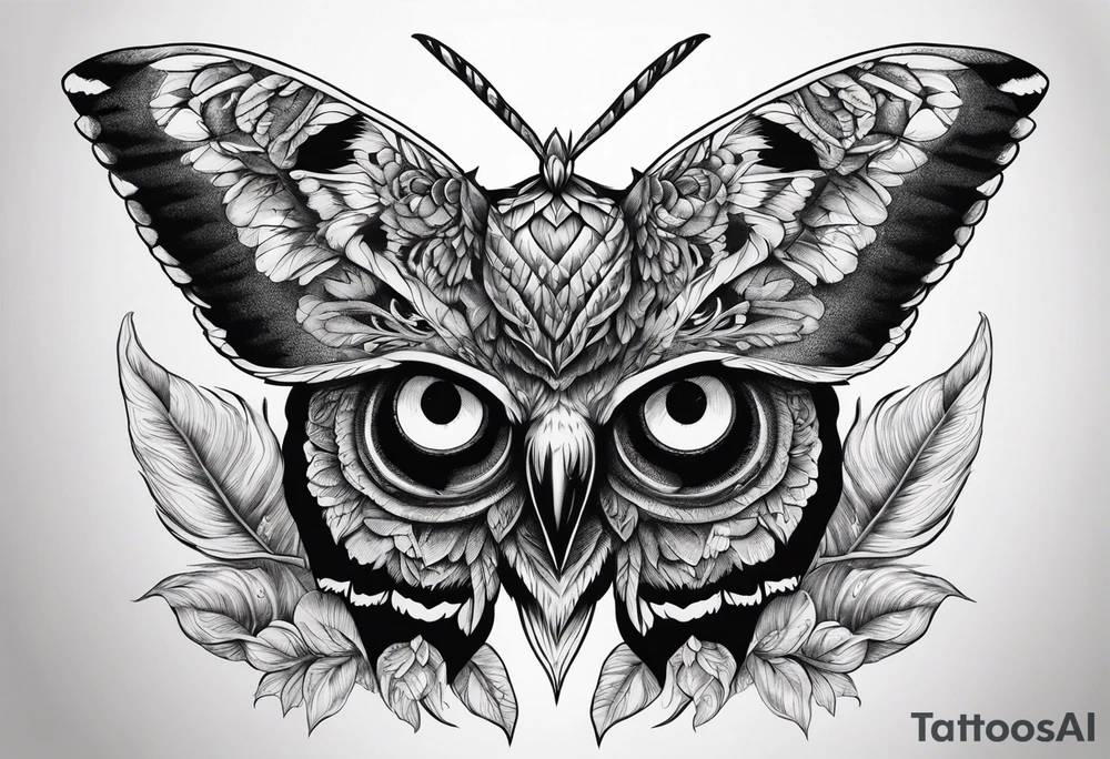 Dead head moth with owl eyes tattoo idea