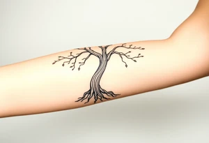 mystical tree of life with cosmic roots and celestial branches tattoo idea