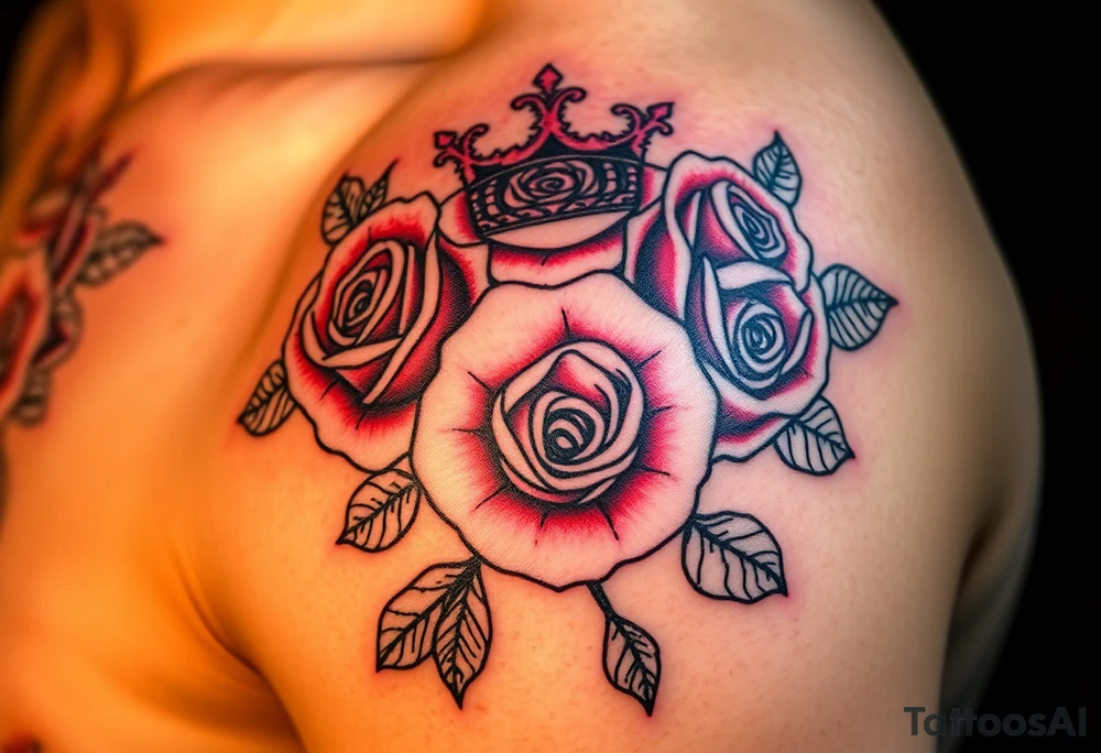 Roses with crown and 1982 tattoo idea