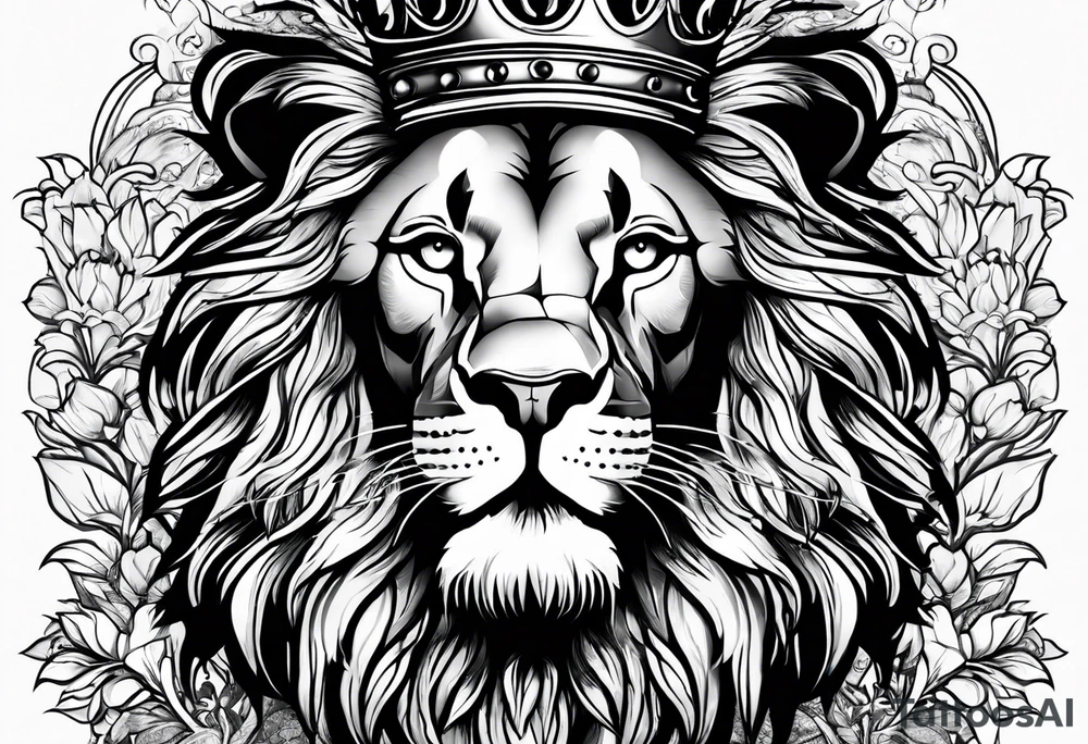 lion wearing a crown tattoo idea