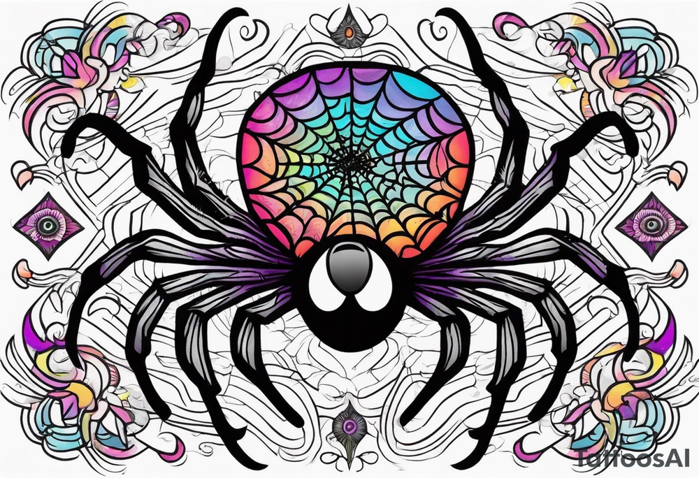 a psychedelic spider tattoo idea