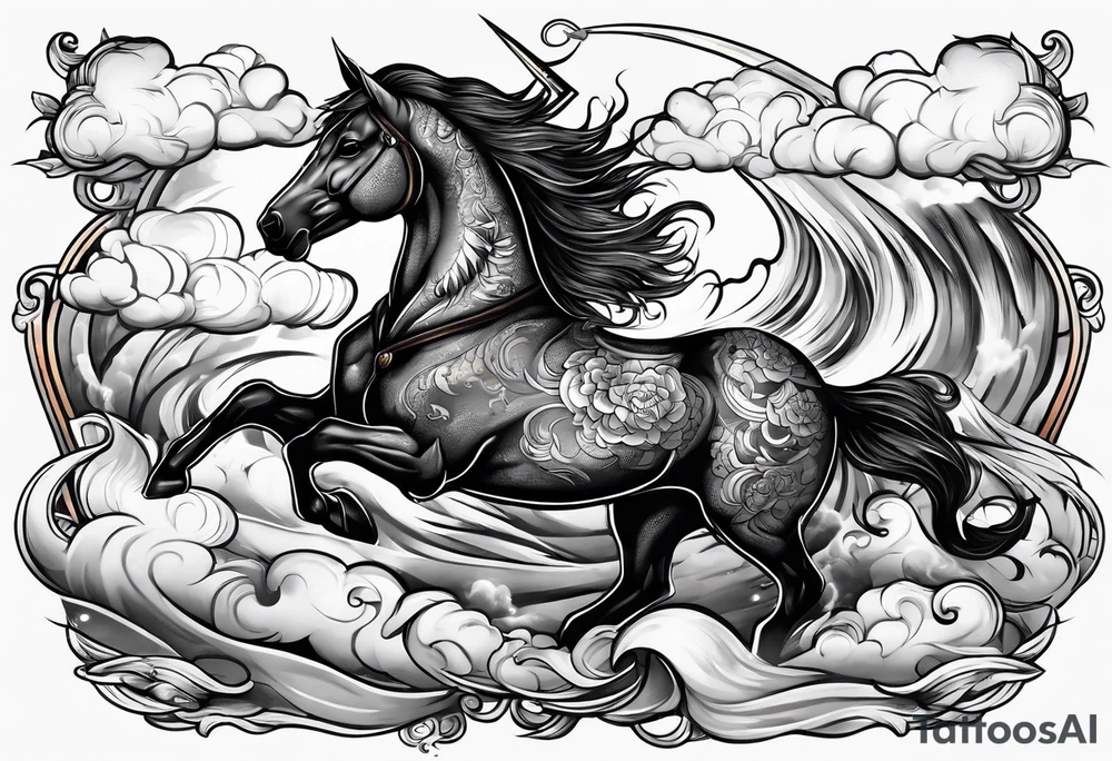 Black with a dagger tail. In the clouds with lightning. tattoo idea