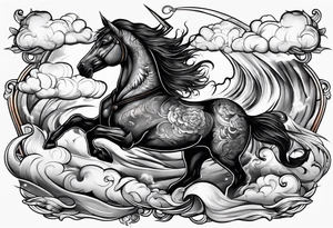 Black with a dagger tail. In the clouds with lightning. tattoo idea