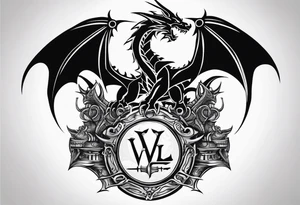 Valhalla sword shield dragon 
stairs tattoo idea