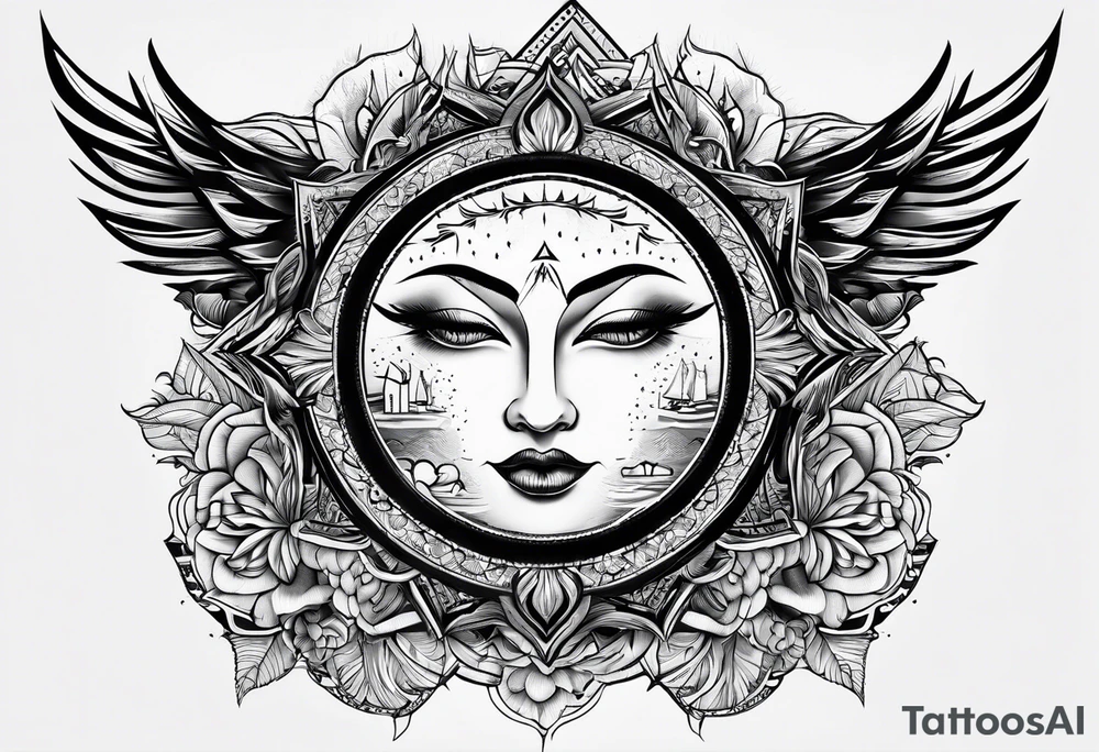 a sun with 21 ray tattoo idea