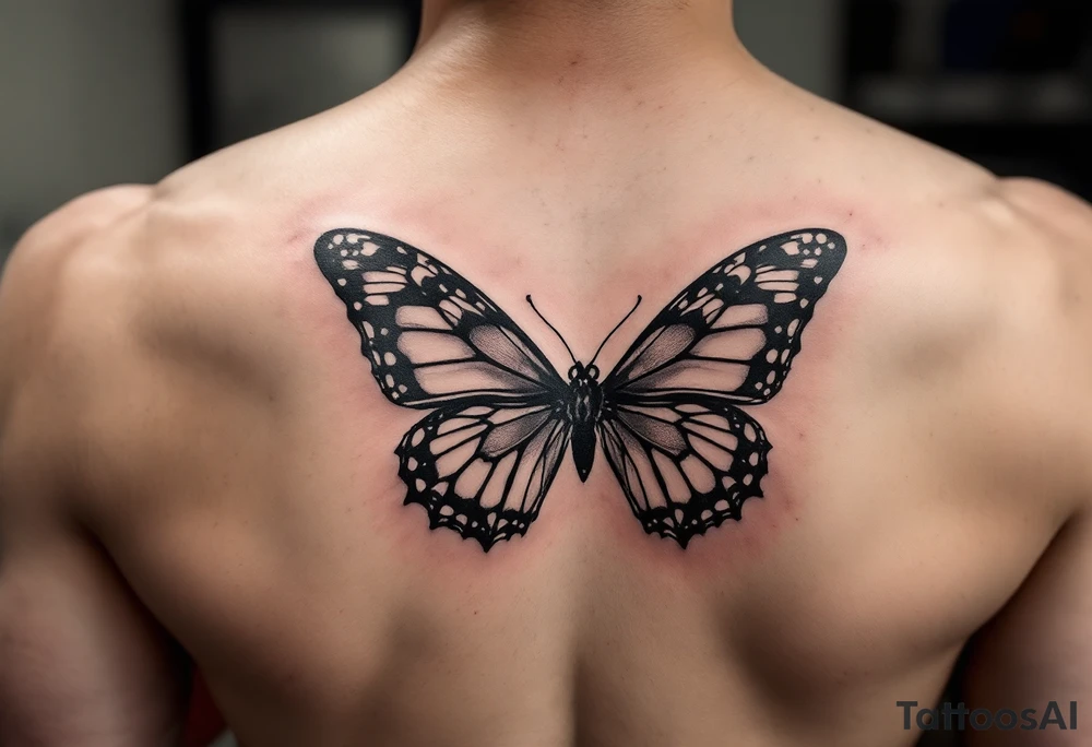 A bow tie with the outline of a butterfly tattoo idea
