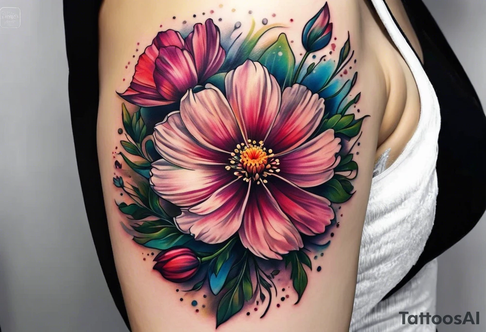 cosmos flower design tattoo idea