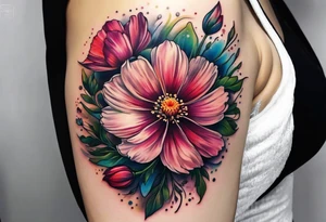 cosmos flower design tattoo idea