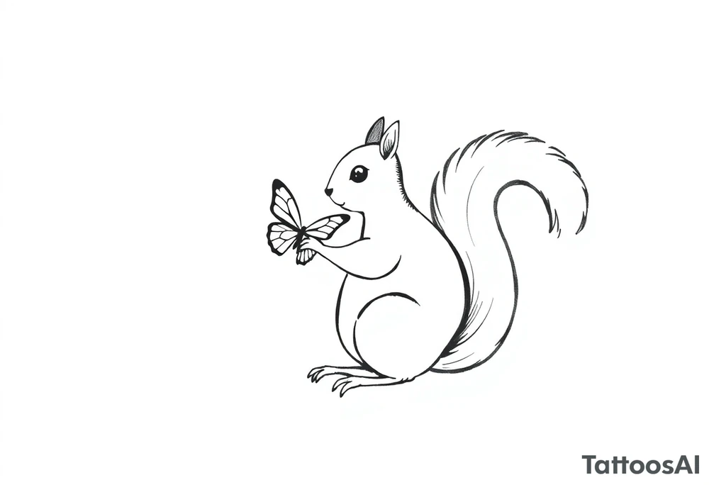 Squirrel holding butterfly tattoo idea