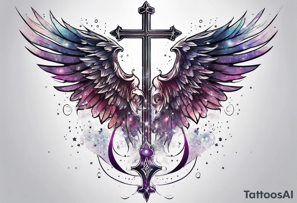 Constellation, Angel wing , animal  snow , cross tattoo idea