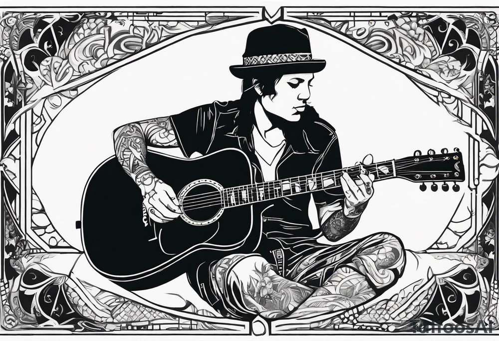 King of ace playing guitar tattoo idea