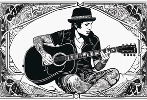 King of ace playing guitar tattoo idea