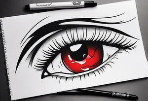 Bleeding one red eye tear sleeve tattoo design tattoo idea