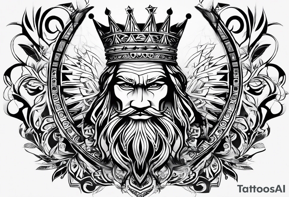 A king tattoo drawn in a tribal style. tattoo idea
