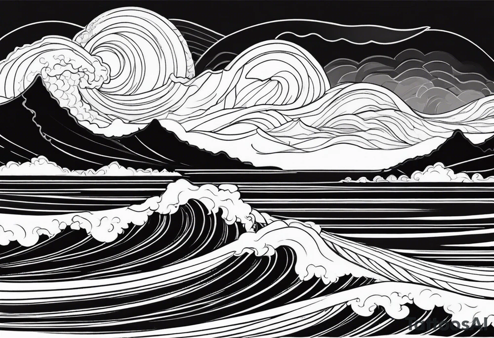 picture 8 by 8 centimeters of sea waves before a storm tattoo idea