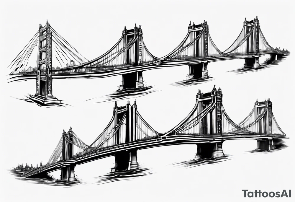 a short bridge linking the top floor of two modern towers together tattoo idea