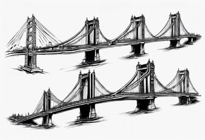a short bridge linking the top floor of two modern towers together tattoo idea