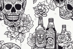 Mexico day of dead  man standing
 skeleton drink tattoo idea