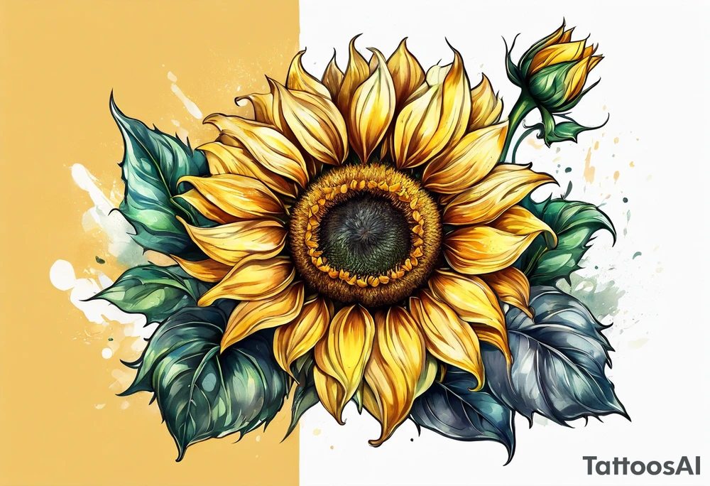 Sunflower for a male tattoo idea