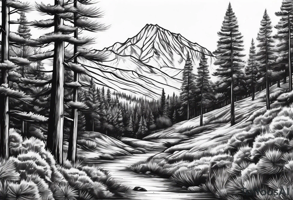 pine forest without mountains tattoo idea